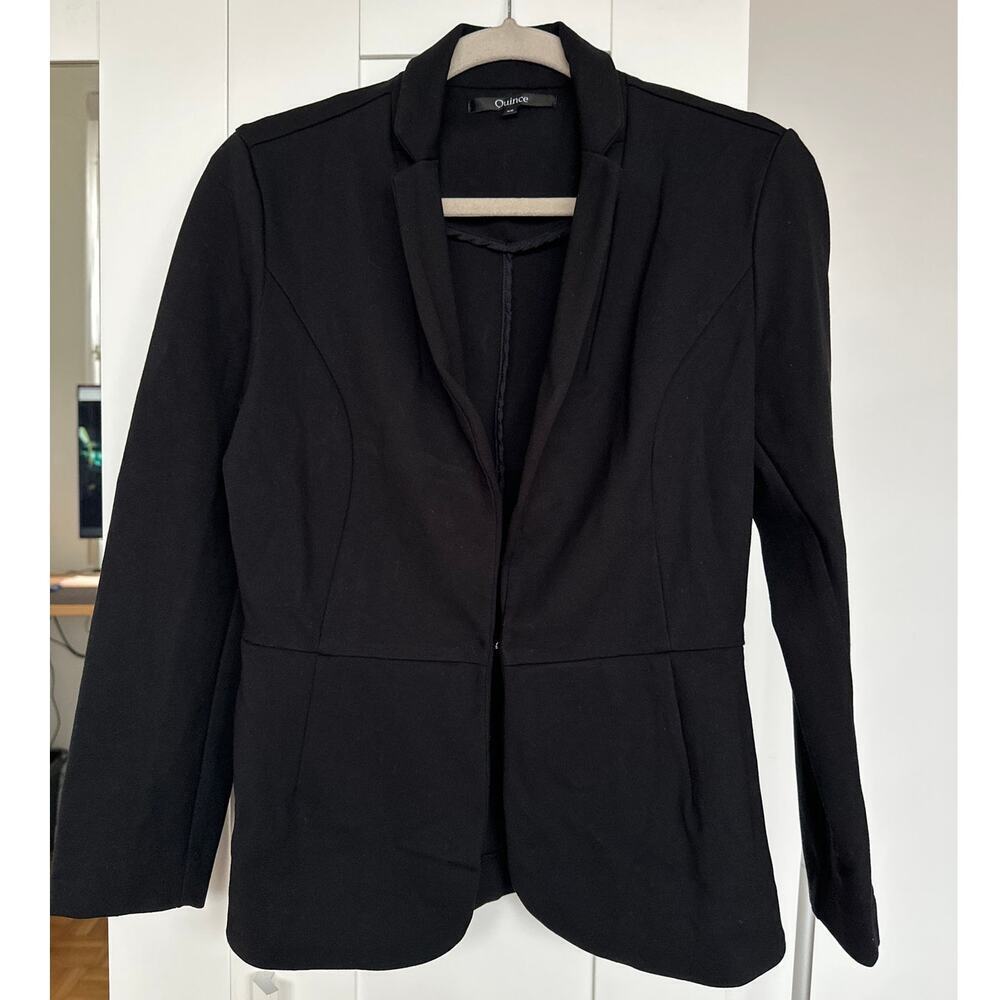 Quince Women's Black Ultra Stretch Ponte Blazer, Size XS, EUC